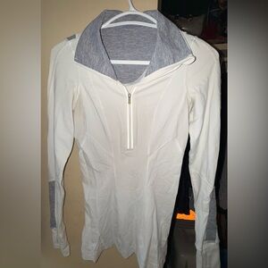 Lululemon White and Gray Long Sleeve Pullover